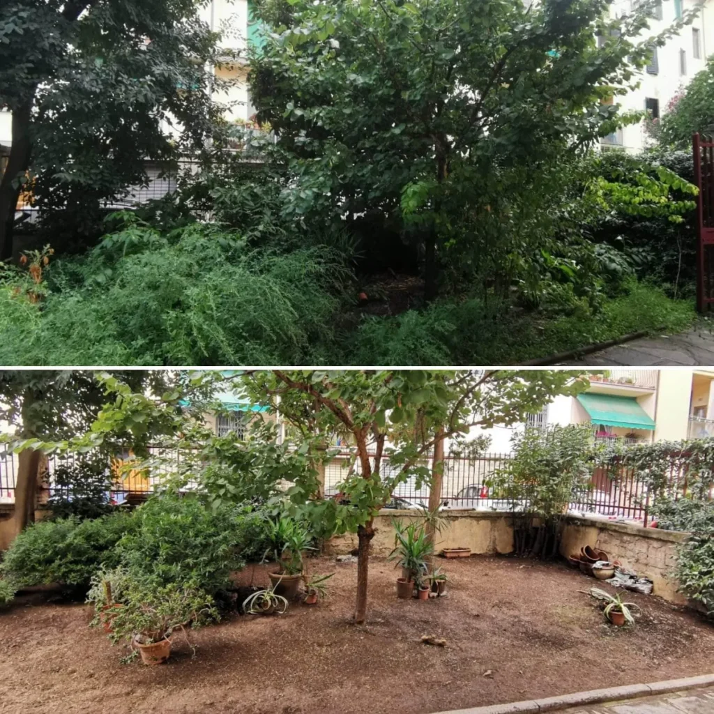 Giardiniere professionista impegnato nella manutenzione del giardino in una proprietà a Firenze